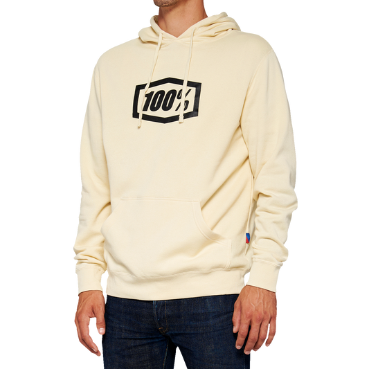 Bill's Exhausts 100% Icon Pullover Hoodie in Chalk, small size, featuring front logo and comfortable fabric.