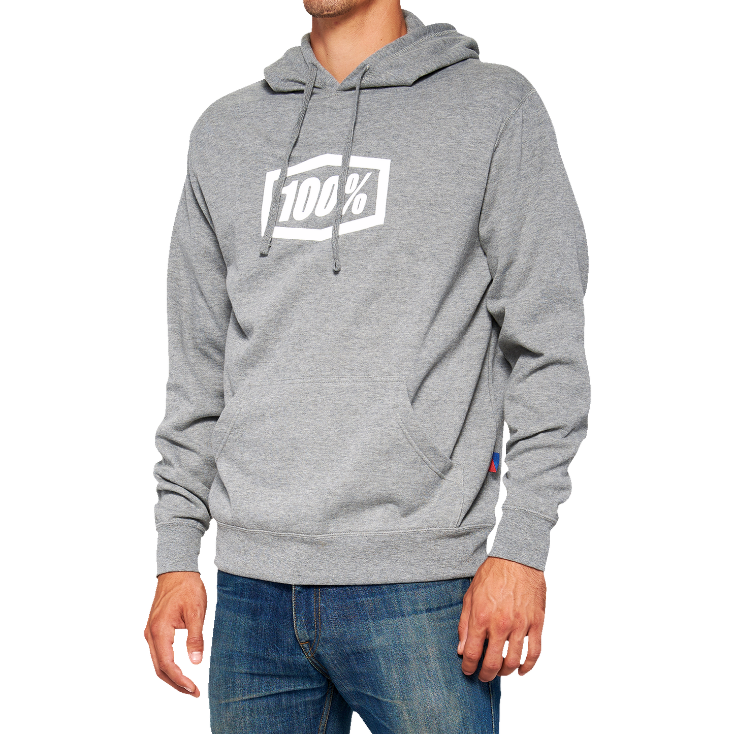 Gray 100% Icon Pullover Hoodie by Bill's Exhausts, small size, soft fabric, and casual fit.
