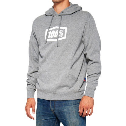 Gray 100% Icon Pullover Hoodie by Bill's Exhausts in XL, featuring a comfortable fit and branded logo on the front.