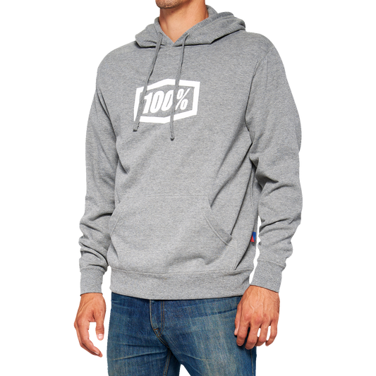 Gray 100% Icon Pullover Hoodie by Bill's Exhausts in XL, featuring a comfortable fit and branded logo on the front.