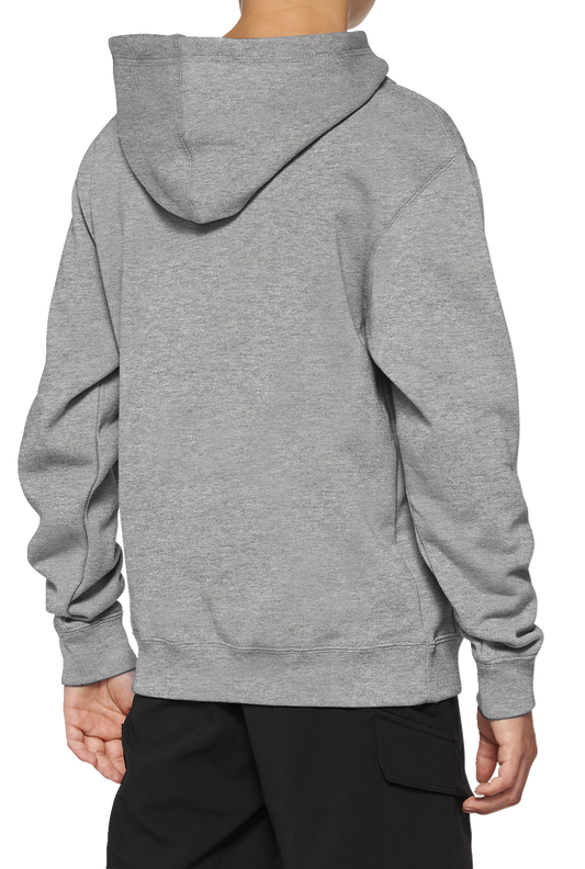 Gray Bill's Exhausts 100% Youth Icon Hoodie in Large, featuring a comfortable hoodie design with the brand logo.
