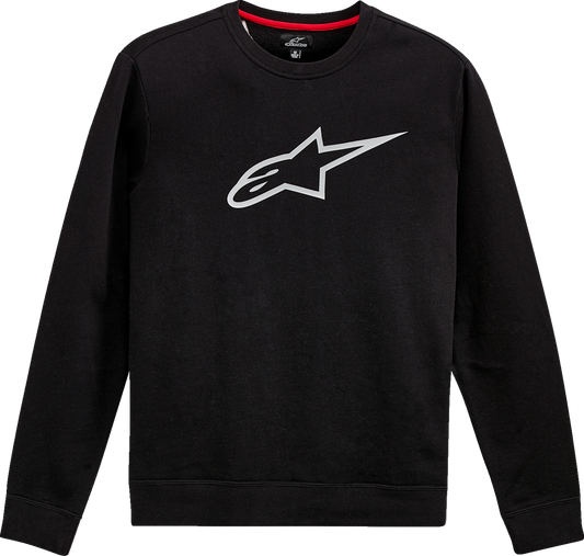 Alpinestars Ageless Crew Fleece hoodie in black and gray, large size, featuring a soft fleece fabric and casual fit.