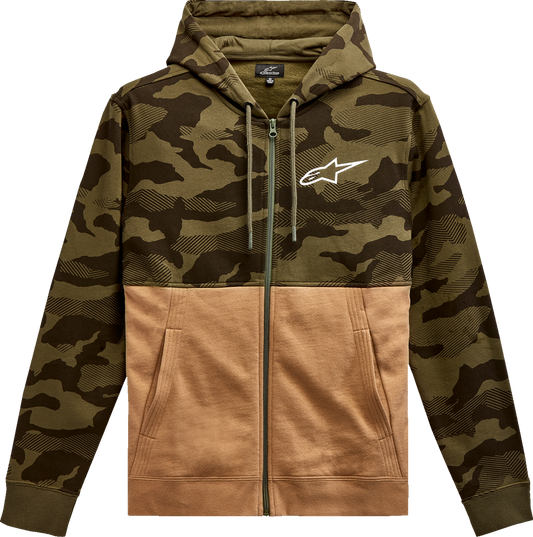 Alpinestars Camo Block Hoodie in military sand color, 2XL, featuring a camouflage design and hoodie style for casual wear.