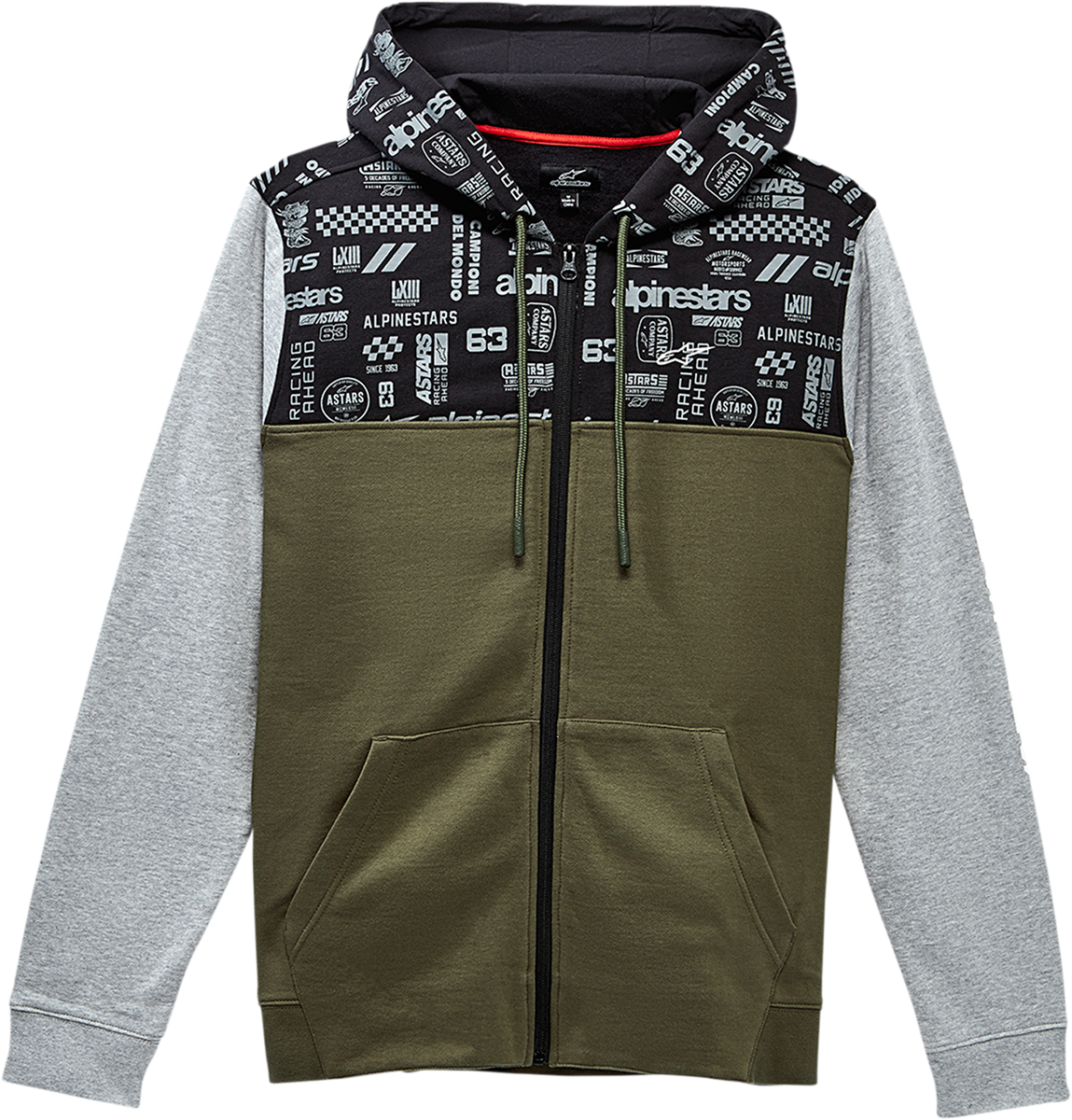 Alpinestars Perpetuity Hoodie in military green, medium size, featuring a casual fit and branded logo on the front.