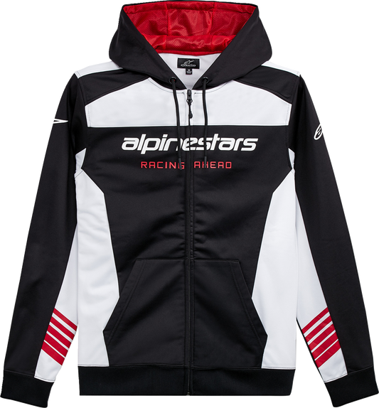 Alpinestars Session LXE Fleece hoodie in black and white, large size, featuring a comfortable fleece fabric and stylish design.