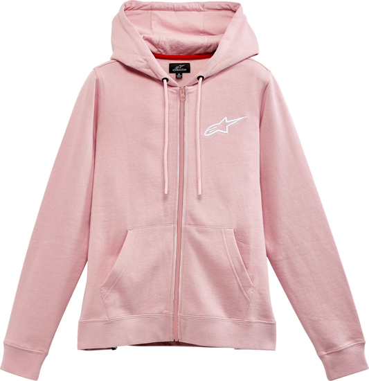 Pink and white AlpinesStars women's Ageless zip hoodie, large size, casual hoodie with front zipper and soft fabric.