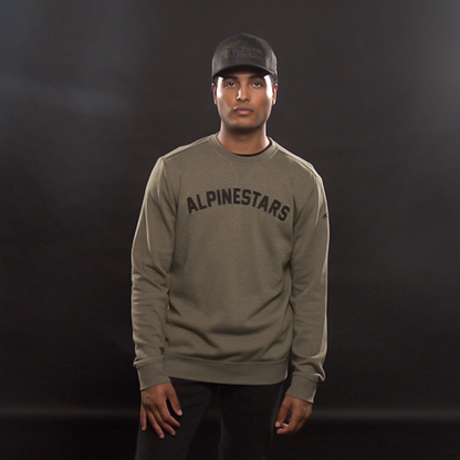 Alpinestars Soph Crew Fleece hoodie in military green, XL size, featuring a comfortable hood and stylish design.