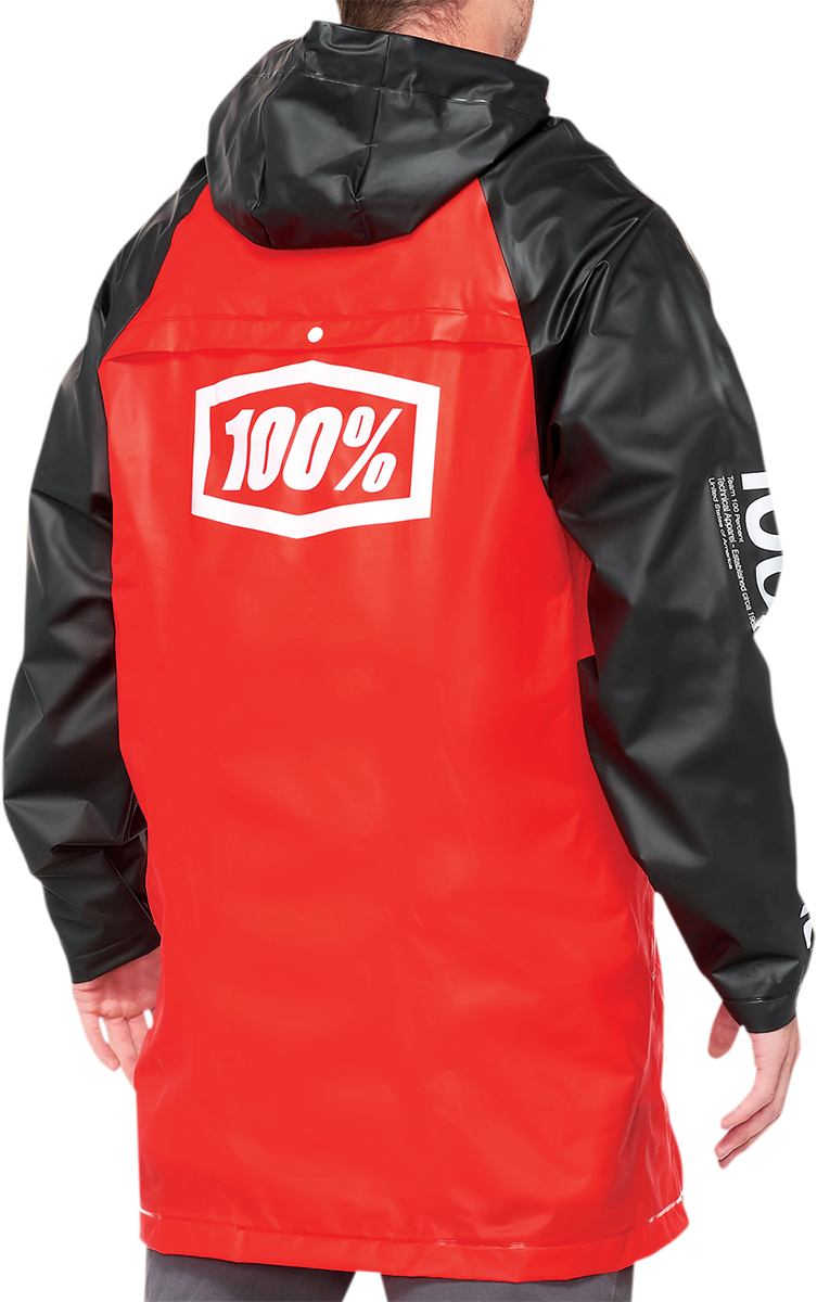 Red and black Torrent raincoat by Bill's Exhausts, XL size, waterproof jacket with a hood and durable fabric.