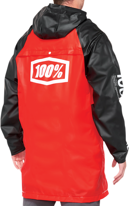 Red and black Torrent raincoat by Bill's Exhausts, XL size, waterproof jacket with a hood and durable fabric.