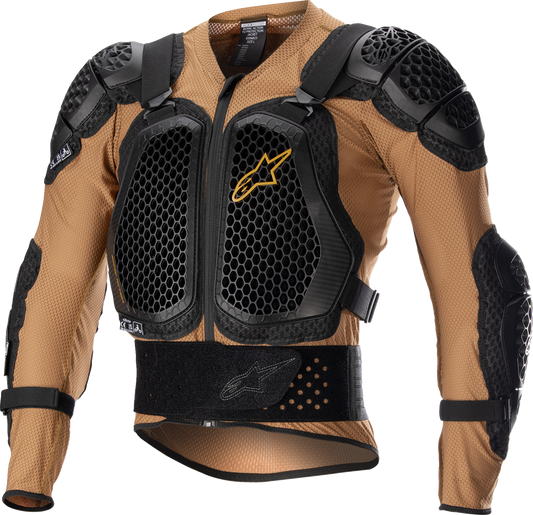 Alpinestars Bionic Action V2 protection jacket in camel and black, medium size, designed for motorcycle safety and mobility.