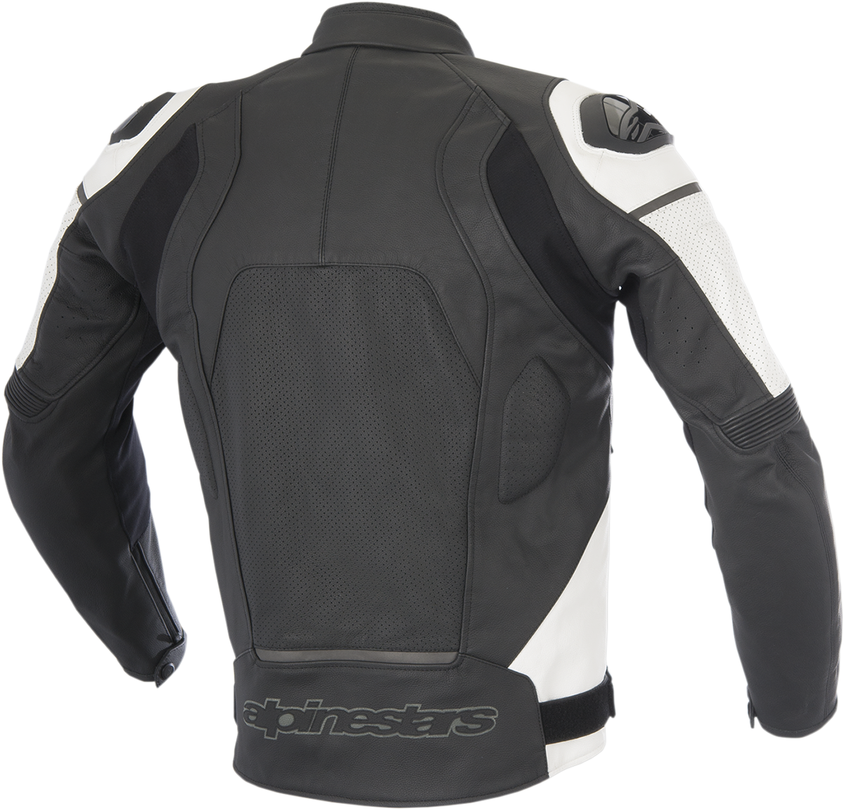 Alpinestars Core Airflow Leather Jacket in black and white, US 40 / EU 50, displayed on a hanger.