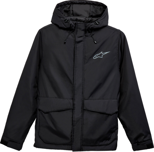 Alpinestars Fahrenheit winter jacket in black, 2XL, featuring a padded design and front zipper, displayed on a neutral background.