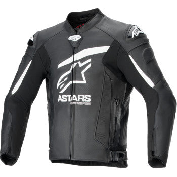 Alpinestars GP Plus R V4 Airflow Leather Motorcycle Jacket in black and white, US 38 / EU 48, with armored panels and ventilation zippers.