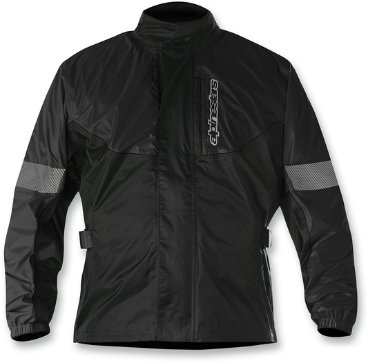 Alpinestars Hurricane rain jacket in black, small size, outdoor waterproof jacket for riding or wet weather conditions.