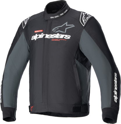 Alpinestars Monza Sport Jacket in black and gray, small size, sleek sporty design, displayed with front view.