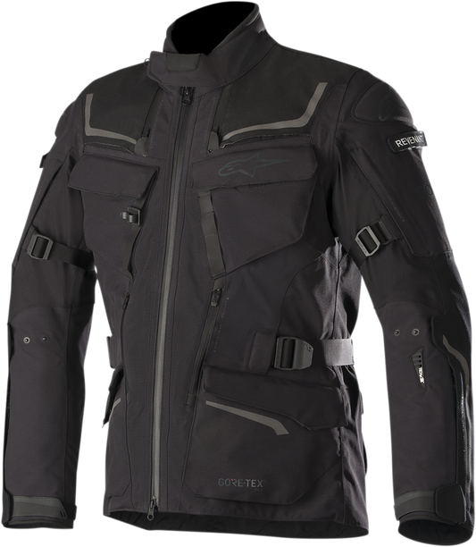 Black Alpinestars Revenant jacket in large size, featuring sleek design and technical fabric for motorcycle riding.