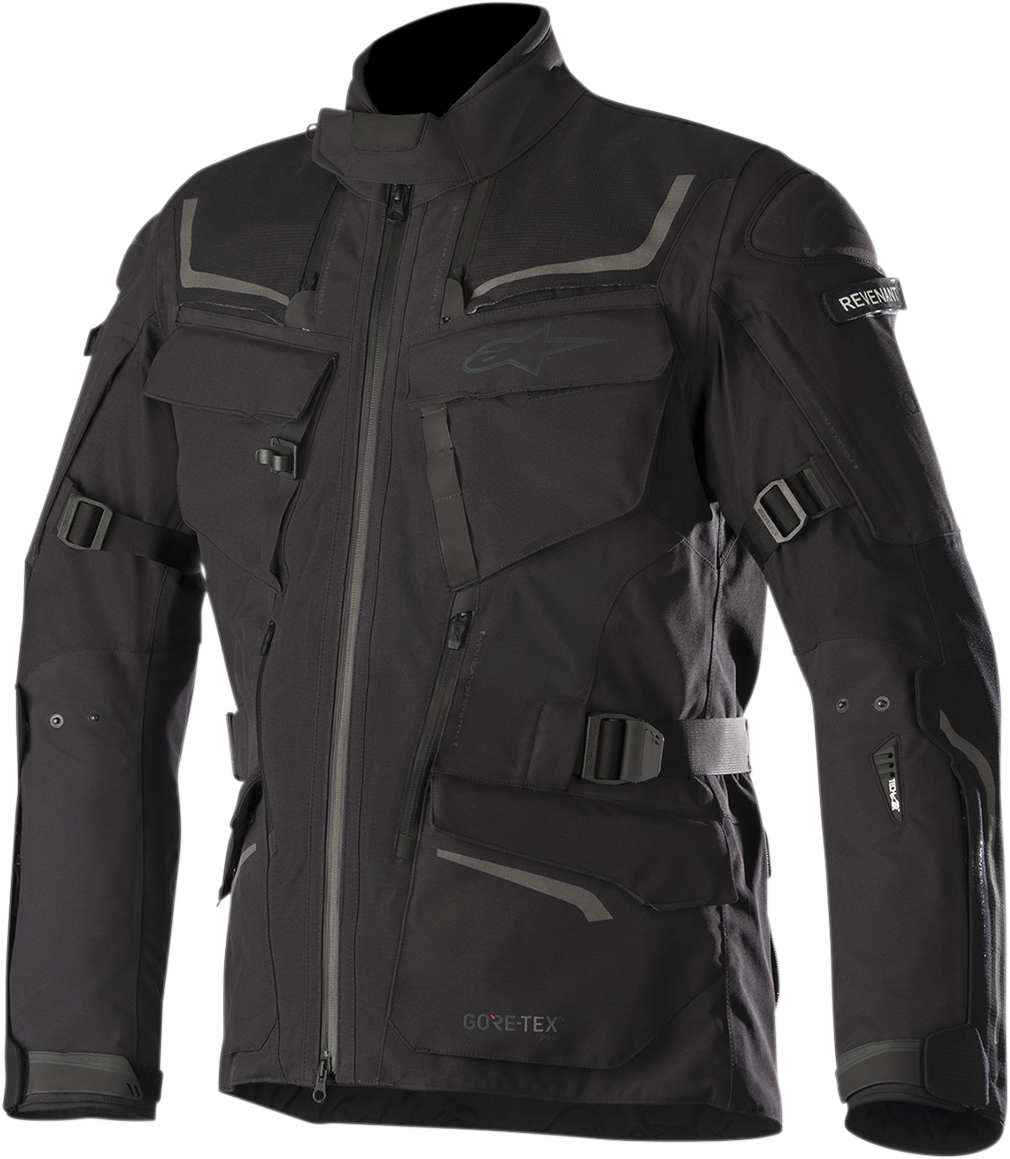 Alpinestars Revenant black jacket for men, small size, featuring sleek design and durable fabric for motorcycle riding.