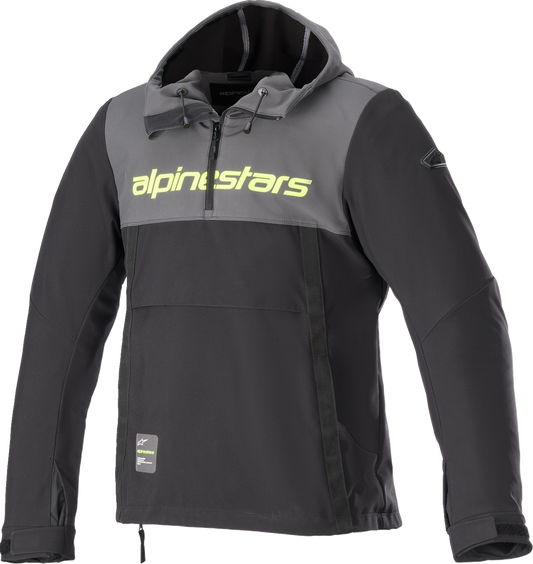 Alpinestars Sherpa Jacket in black, gray, and yellow, 2XL, featuring a warm fleece lining and stylish design.