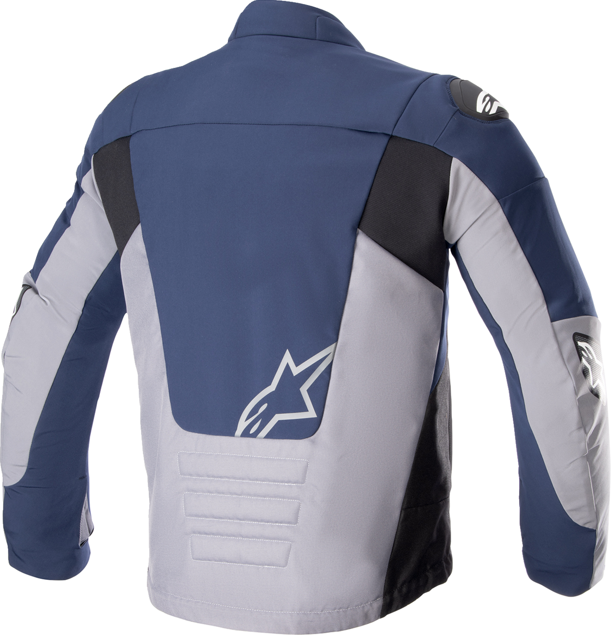 Alpinestars SMX waterproof jacket in navy and gray, large size, with a sleek design and waterproof fabric for riding protection.