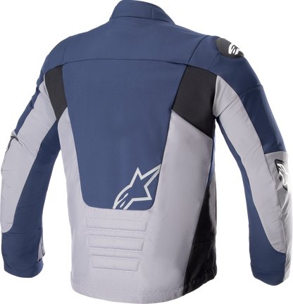 Alpinestars SMX waterproof jacket in navy and gray, large size, with a sleek design and waterproof fabric for riding protection.