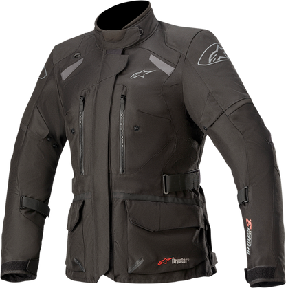 Alpinestars Stella Andes V3 motorcycle jacket in black and gray, size medium, with protective armor and stylish design.