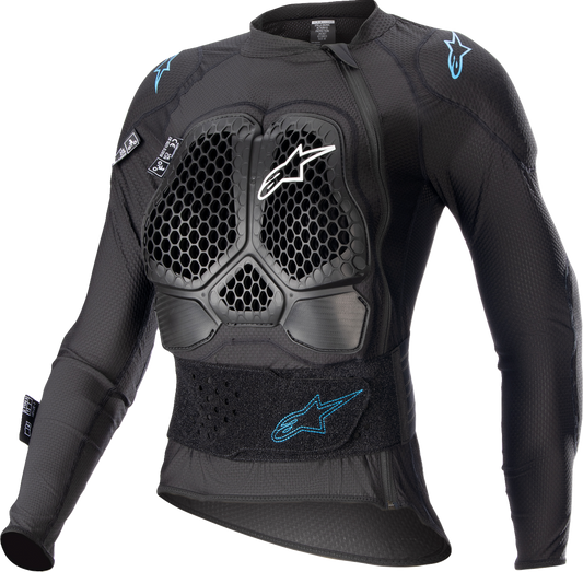 Alpinestars Stella Bionic Action V2 protection jacket in black and cream, small size, with armored panels and adjustable straps.