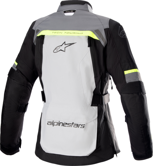 Alpinestars Stella Bogota Drystar jacket in gray and white, small size, featuring protective design and weather-resistant material.