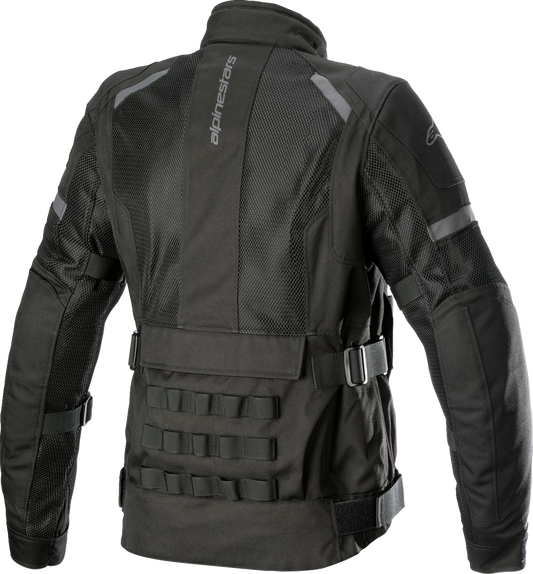 Black Alpinestars Stella Crosshill WP Air Jacket for women, large size, featuring lightweight, breathable design with protective elements.