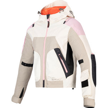 Alpinestars Stella Molly Air Jacket in sand, pink, and almond colors, medium size, showcasing lightweight, stylish motorcycle jacket.