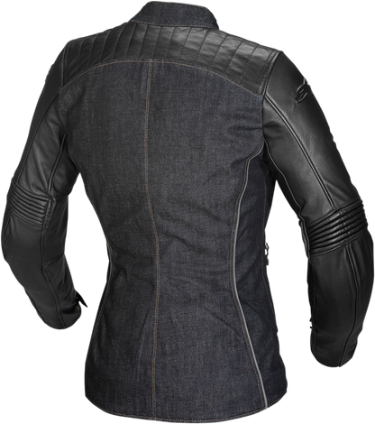 Black ALPINESTARS Stella Renee leather jacket displayed on a mannequin, featuring a fitted design and stylish details.