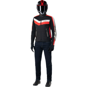Alpinestars T-Dyno Air jacket in black and bright red, XL size, featuring lightweight motorcycle jacket design with ventilation.
