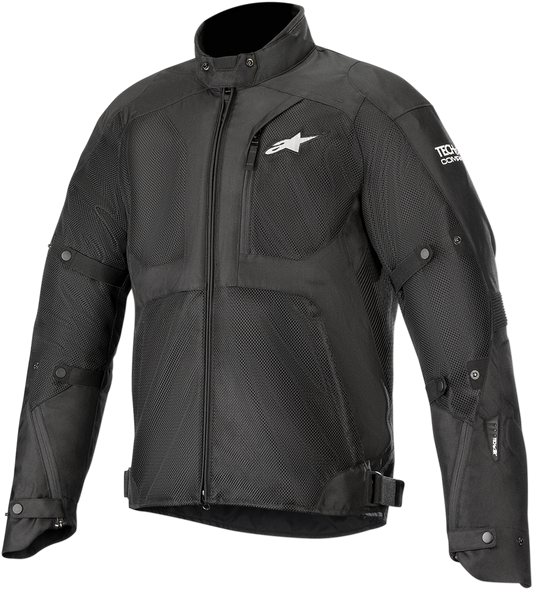Alpinestars Tailwind Air Waterproof Jacket in black, medium size, featuring lightweight design and waterproof fabric for outdoor activities.