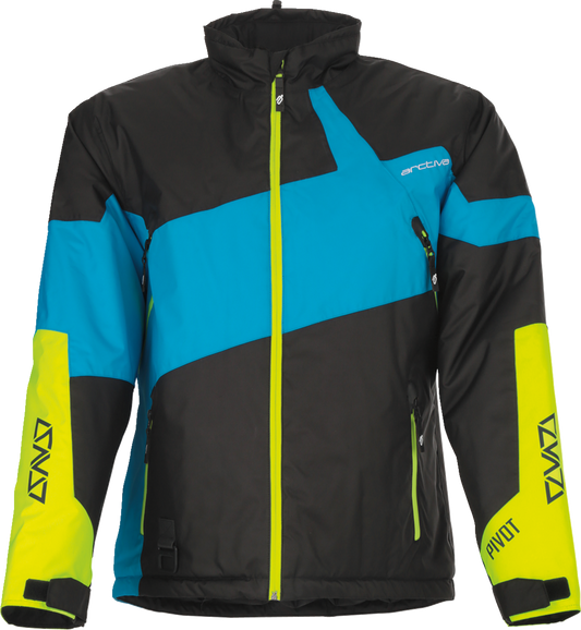 Bill's Exhausts ARCTIVA Pivot 6 Jacket in black, blue, and hi-vis, featuring a stylish design and size XL.