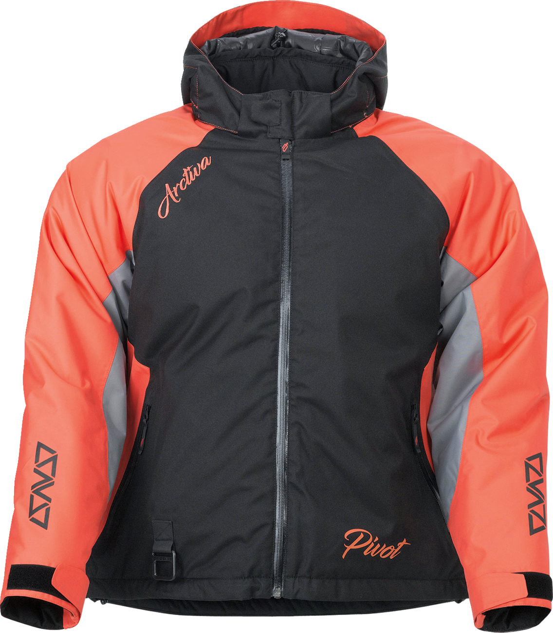 Bill's Exhausts Women's ARCTIVA Pivot 5 Hooded Jacket in coral, XL, with a front zipper and adjustable hood.