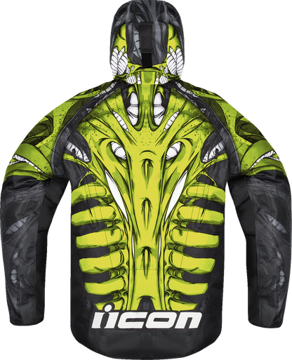 Green ICON Airform Manik'r™ jacket by Bill's Exhausts, small size, lightweight motorcycle jacket with protective features.