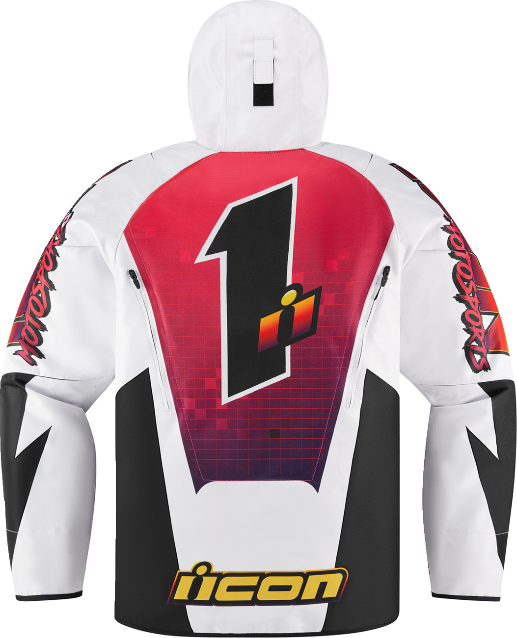 Bill's Exhausts ICON Airform Quarterflash Jacket in white, black, and red, 2XL, shown with stylish design and lightweight fabric.
