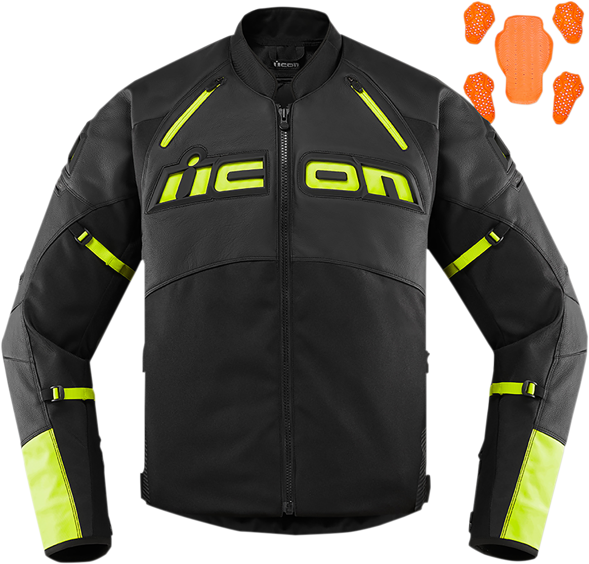 Bill's Exhausts ICON Contra2™ CE Jacket in black and hi-viz, small size, durable motorcycle jacket with reflective accents.