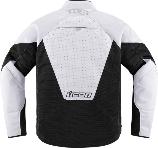 Black and white ICON Mesh AF™ Jacket by Bill's Exhausts, large size, featuring breathable mesh design and stylish jacket details.