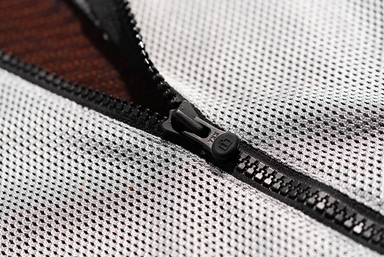 Gray and hi-vis ICON Mesh AF™ jacket by Bill's Exhausts, small size, featuring breathable mesh fabric and reflective accents.