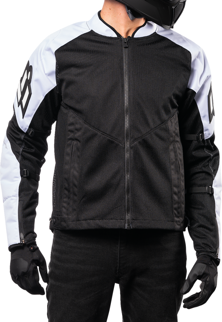 Bill's Exhausts ICON Mesh AF™ Jacket in black and white, XL, showcasing its stylish mesh design and jacket features.