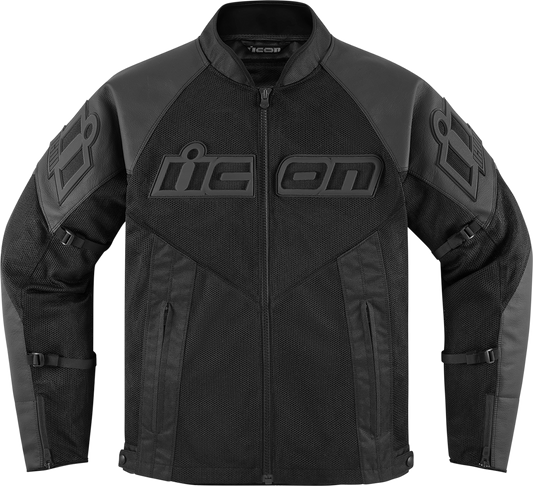 Bill's Exhausts ICON Mesh AF™ Leather Jacket in black, large size, featuring a stylish mesh and leather design.