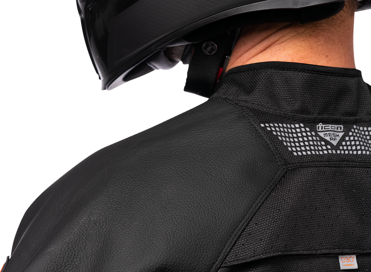 Bill's Exhausts ICON Mesh AF™ leather jacket in Slayer design, medium size, featuring a stylish mesh and leather combination.