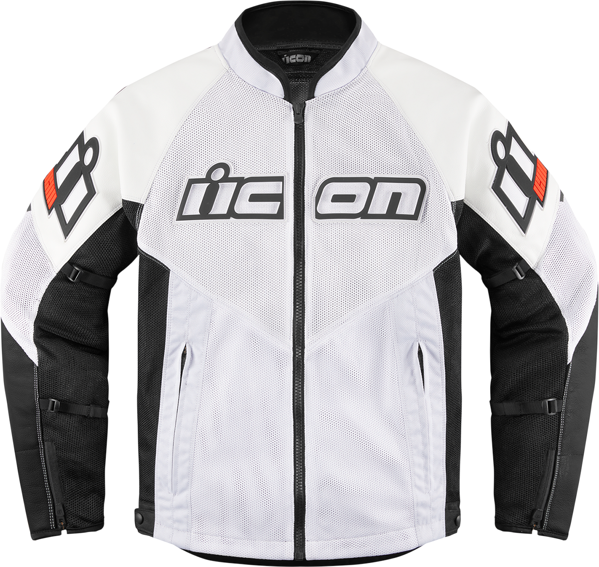 Bill's Exhausts ICON Mesh AF™ white leather jacket in 2XL with mesh panels, stylish and durable for a modern look.