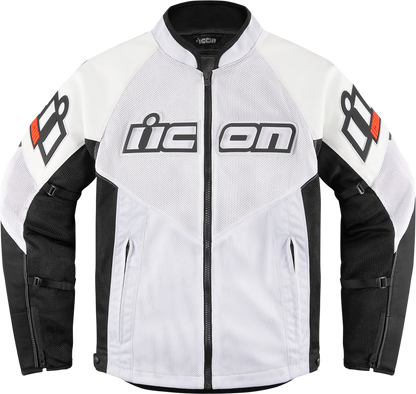Bill's Exhausts ICON Mesh AF™ white leather jacket in 2XL with mesh panels, stylish and durable for a modern look.