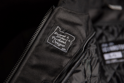 Black ICON Motorhead3™ jacket in 4XL from Bill's Exhausts, featuring a stylish and durable design with detailed stitching and branding.