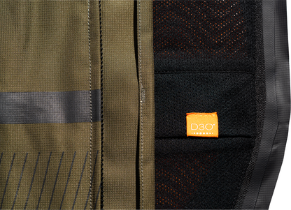 Bill's Exhausts ICON PDX3™ Jacket in olive, large size, shown with front view and detailed fabric texture.