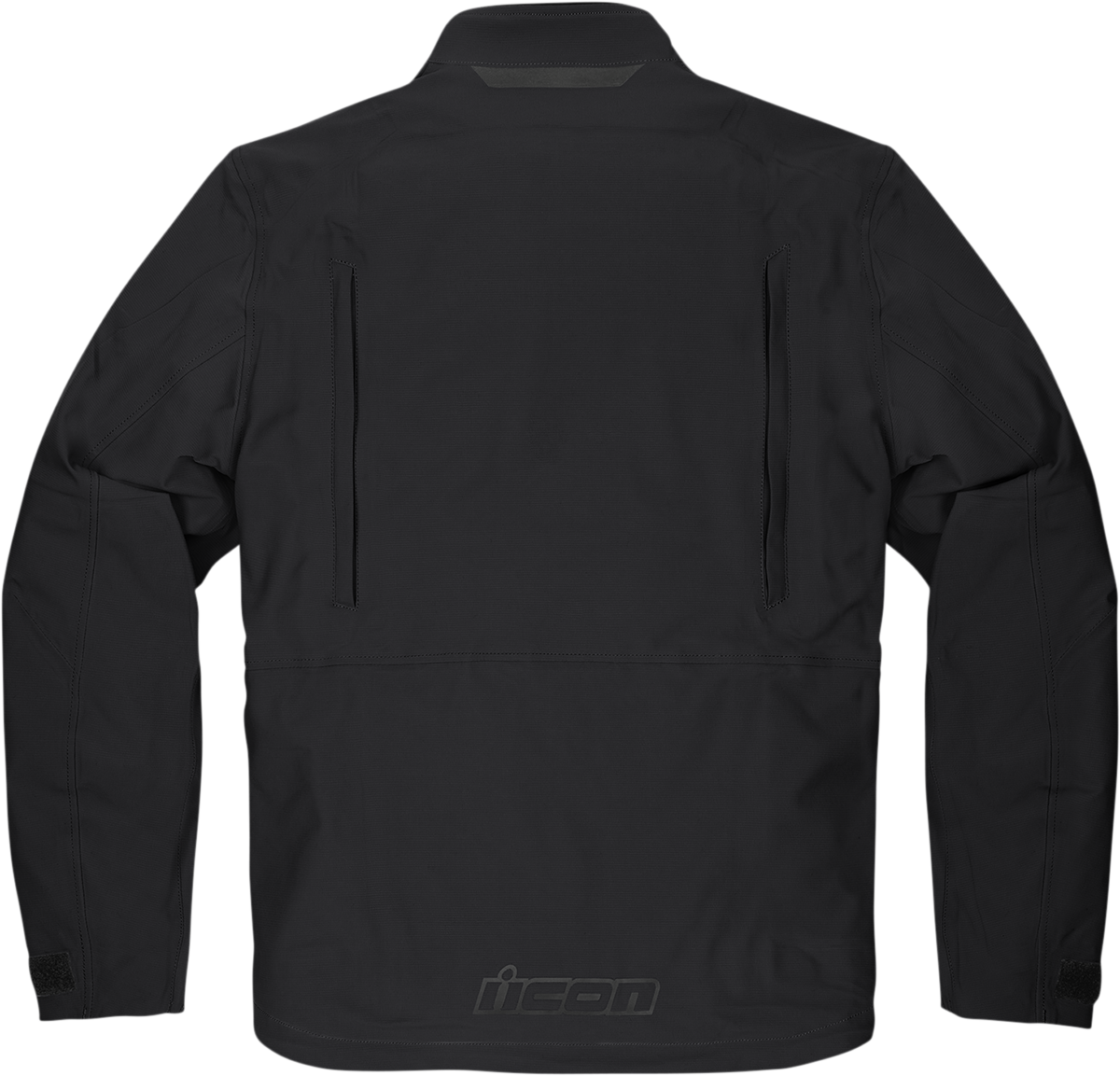 Bill's Exhausts ICON Stormhawk CE jacket in black, XL size, shown with front view and detailed fabric texture.