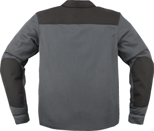 Gray ICON Upstate Mesh CE Jacket in large size by Bill's Exhausts, featuring lightweight, breathable mesh fabric and protective CE armor.