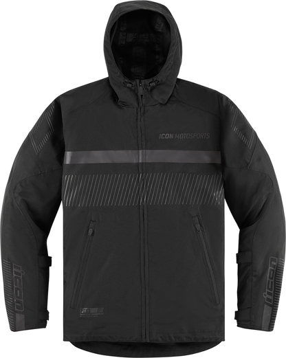 Black ICON Women’s PDX3™ jacket, XS size, featuring sleek design and durable fabric, worn by a model showcasing style and fit.