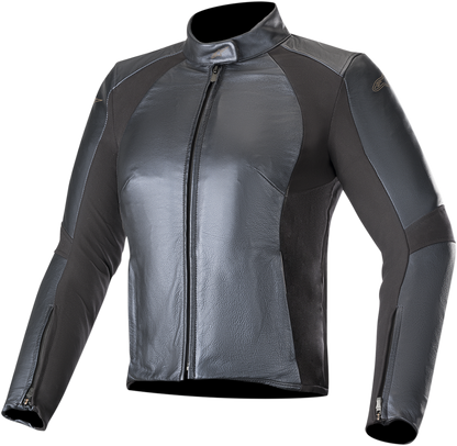 Alpinestars Stella Women's Vika V2 Leather Jacket in blue, US 2 / EU 38, featuring stylish design and premium leather.